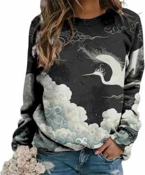 Oversized Sweatshirts for Women Trendy Crewneck Pullover Soft Comfy Crewneck Graphic Casual Long Sleeve Shirts