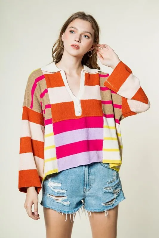 Pink Collared Sweater