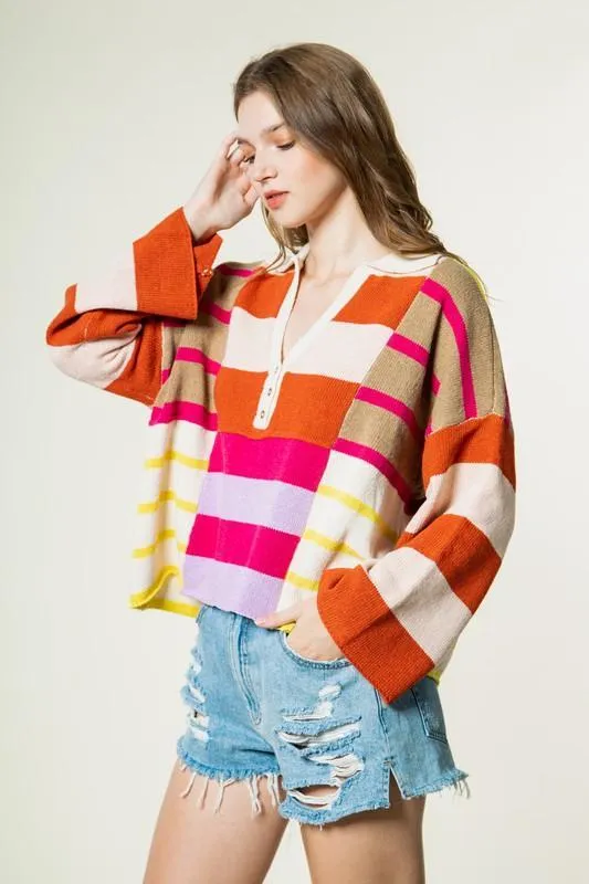 Pink Collared Sweater