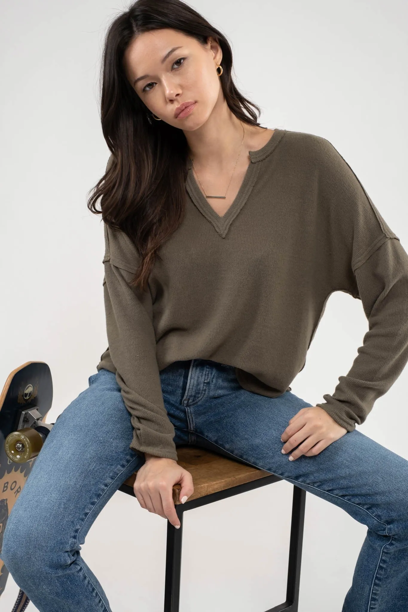 Sofia Split Neck Knit Top