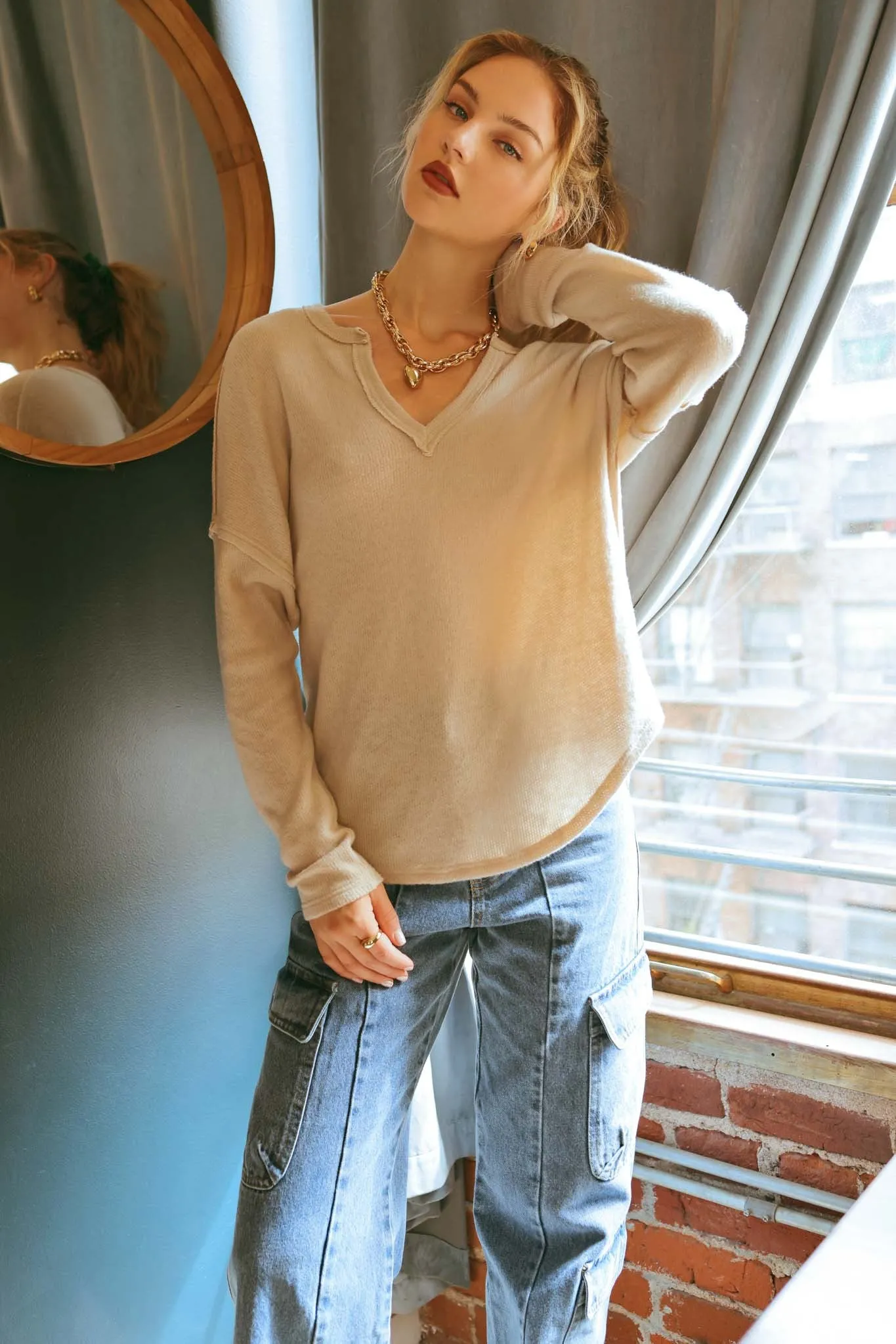 Sofia Split Neck Knit Top