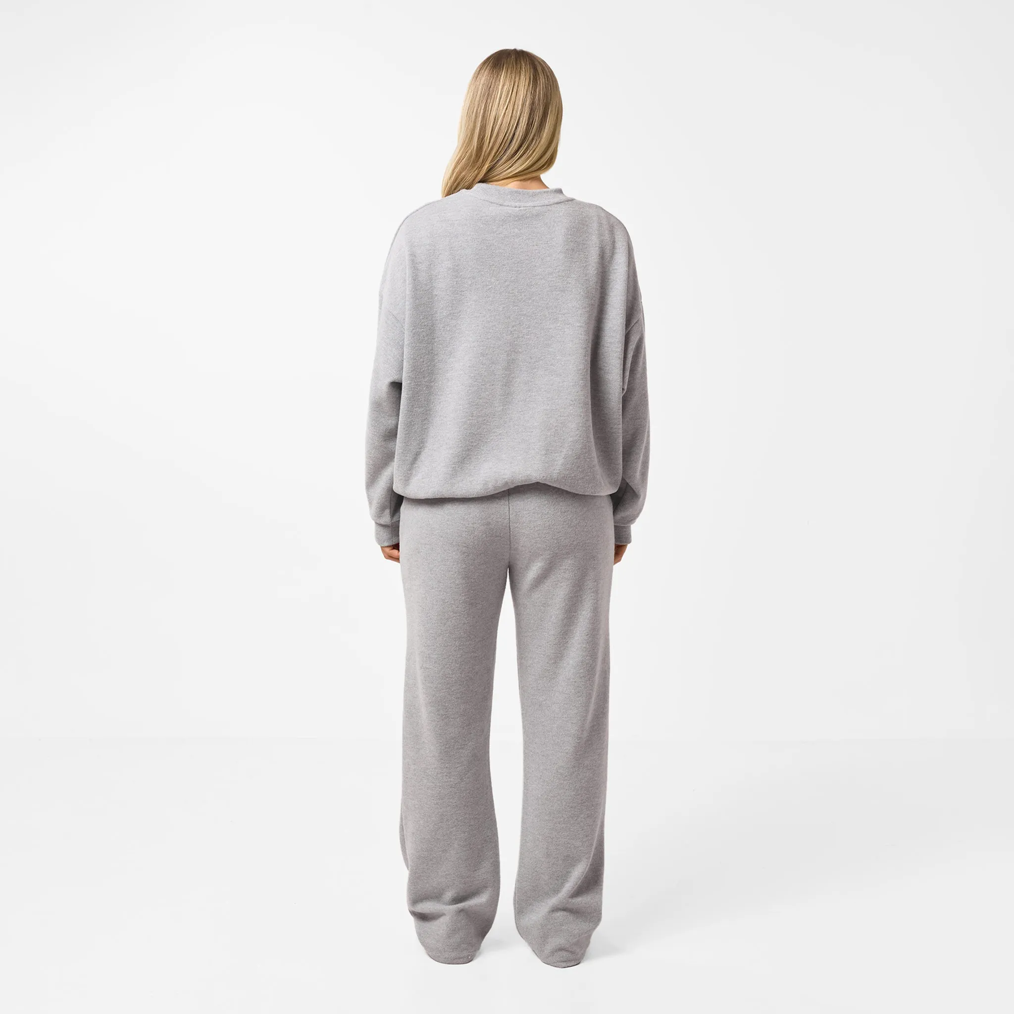 Soft Knit Crewneck Tracksuit | Grey Marl