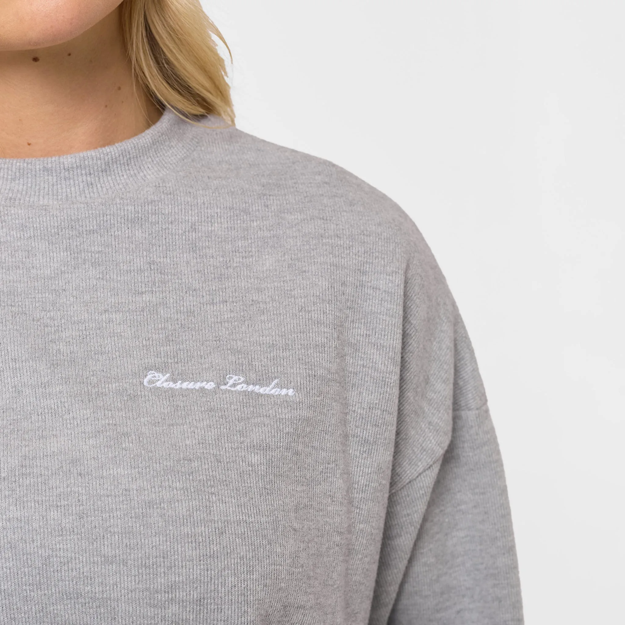 Soft Knit Crewneck Tracksuit | Grey Marl