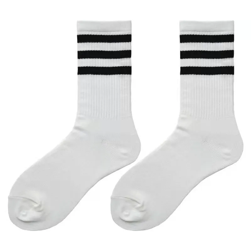 Solid Color Casual Striped Socks For Women