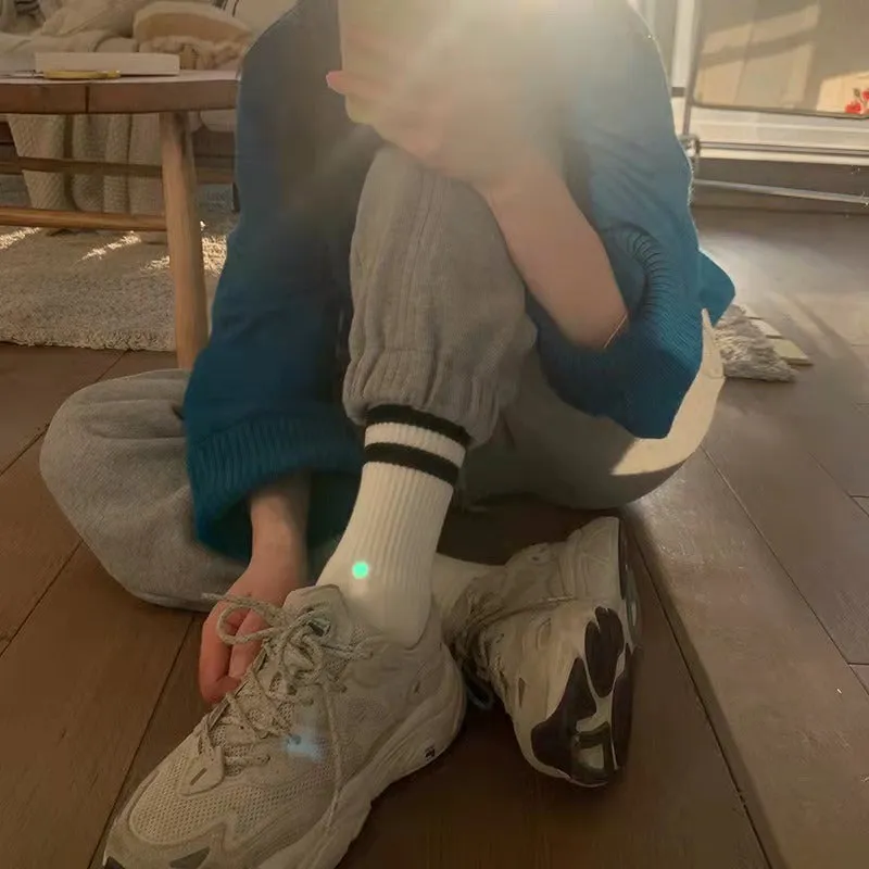 Solid Color Casual Striped Socks For Women