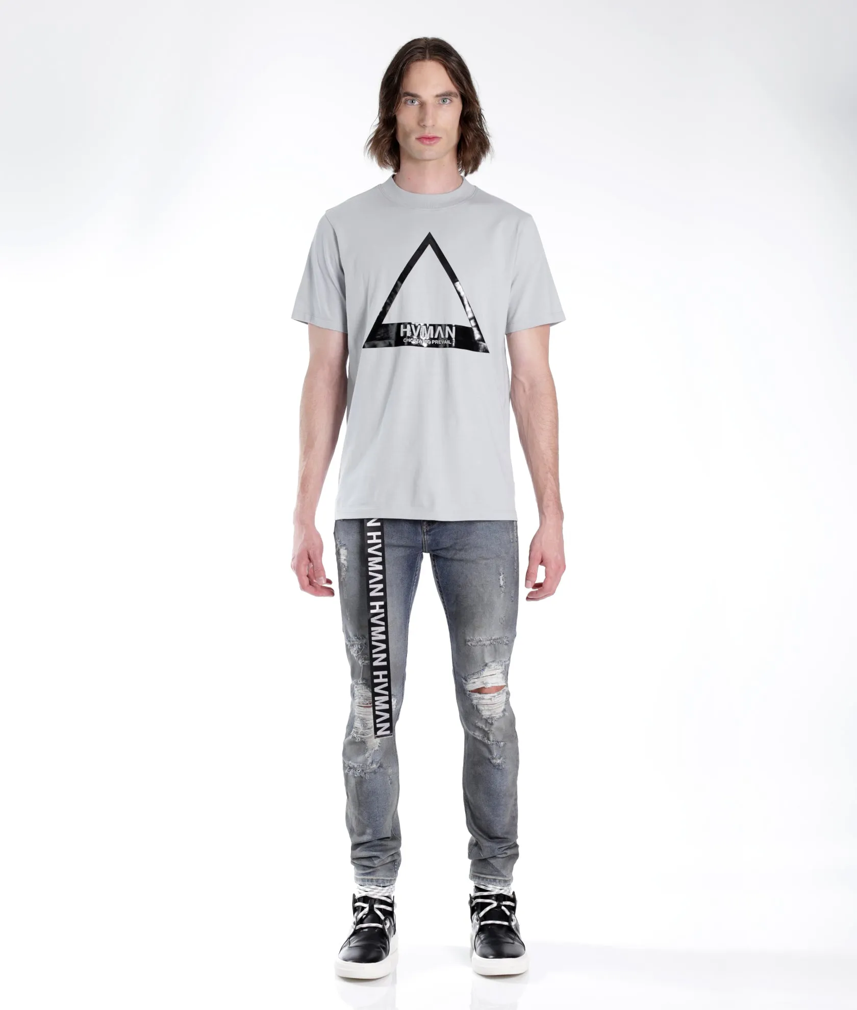 STRAT SUPER SKINNY FIT JEAN w/BLACK BELT IN ALLOY