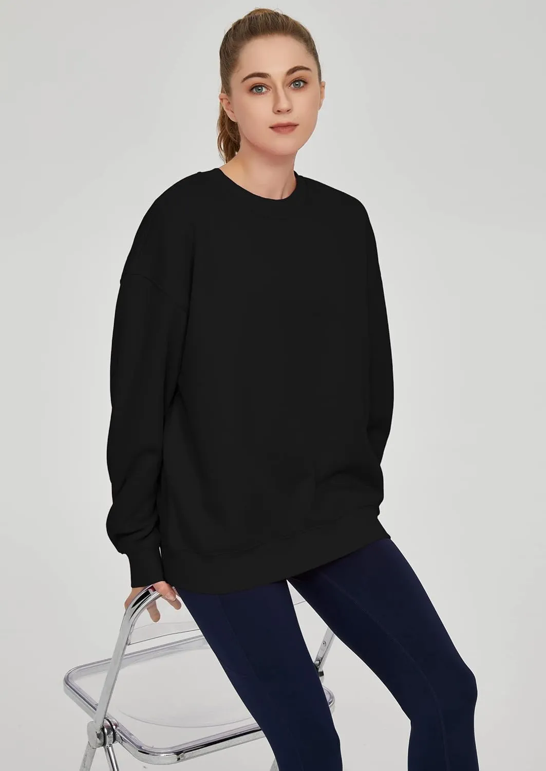 THE GYM PEOPLE Womens' Fleece Crewneck Loose fit Soft Oversized Pullover Sweatshirt