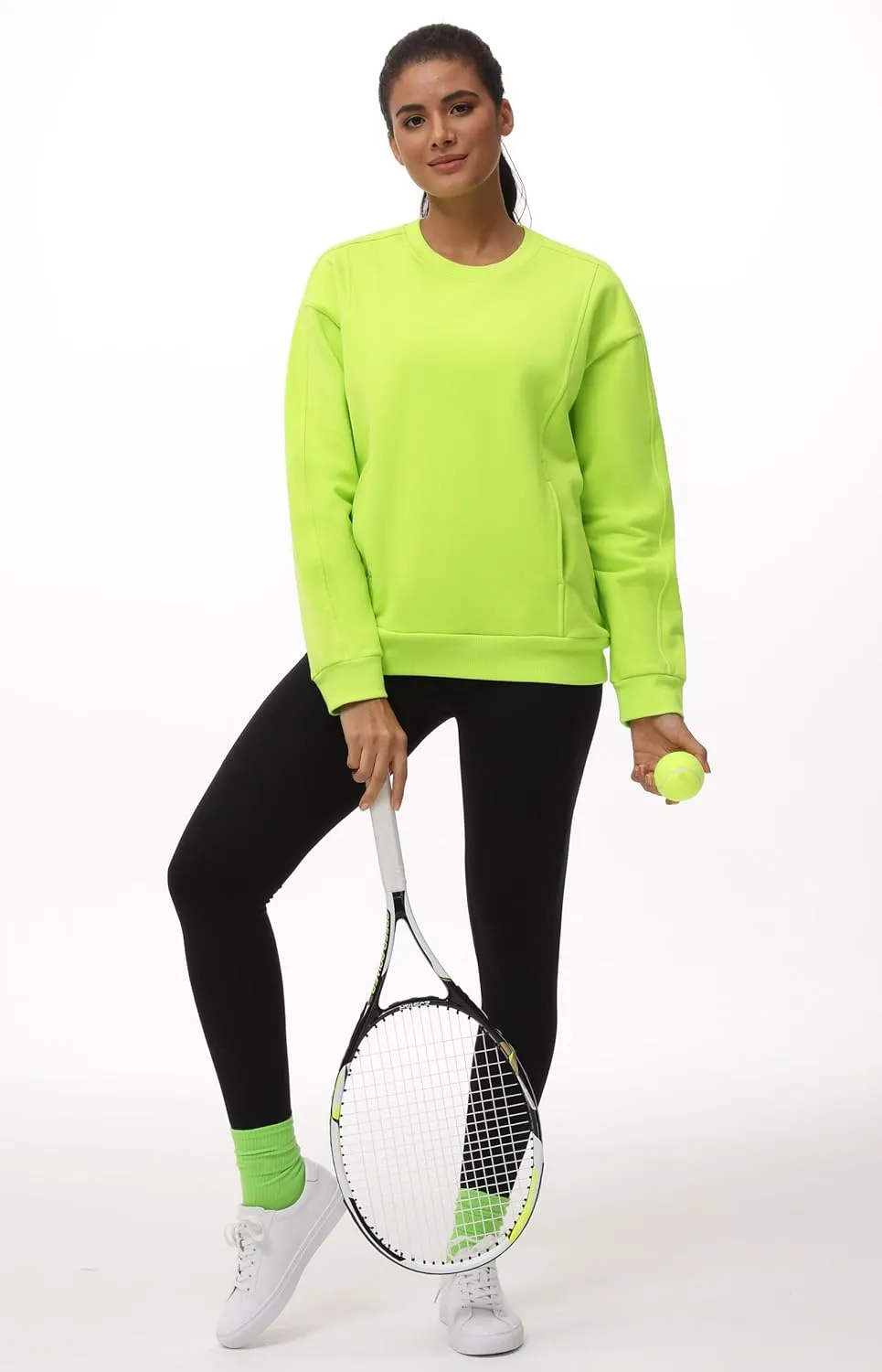 THE GYM PEOPLE Womens' Fleece Crewneck Loose fit Soft Oversized Pullover Sweatshirt