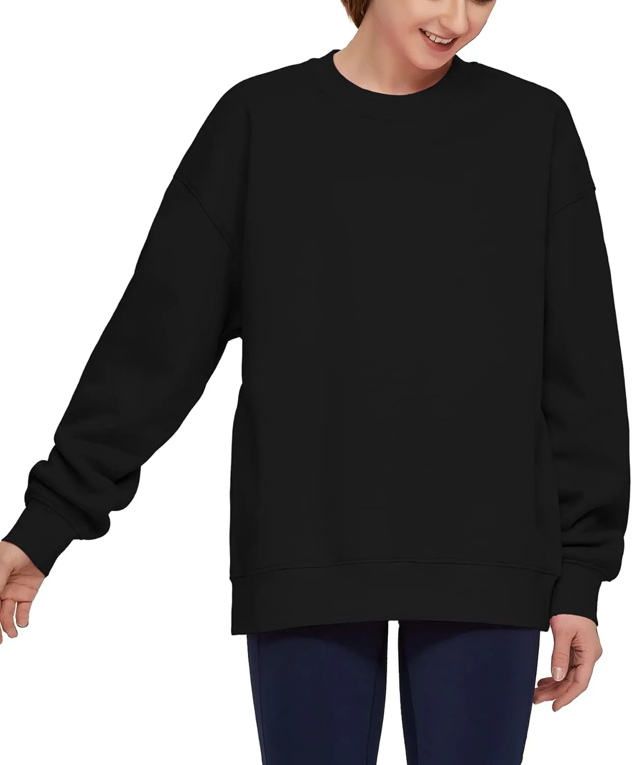 THE GYM PEOPLE Womens' Fleece Crewneck Loose fit Soft Oversized Pullover Sweatshirt