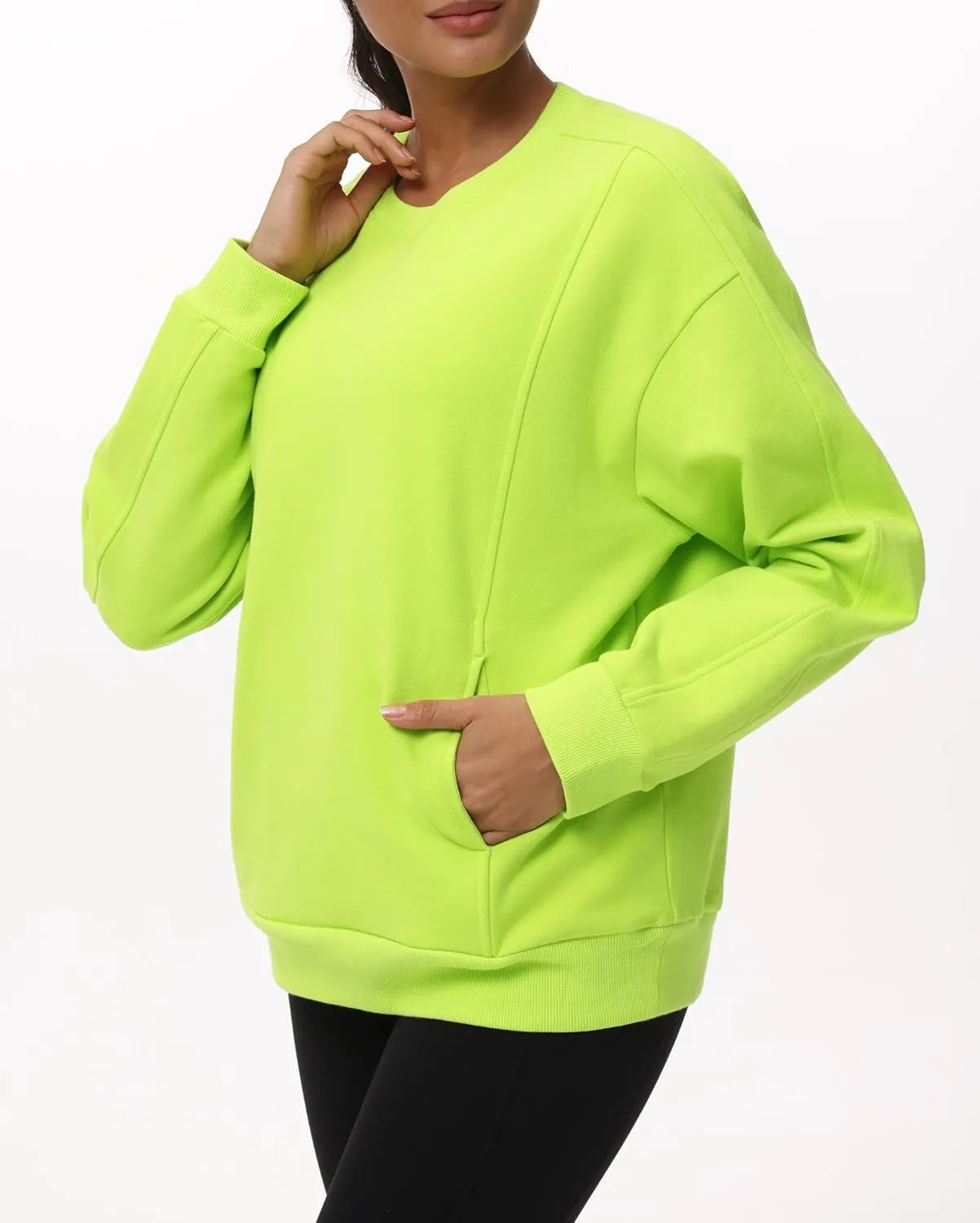 THE GYM PEOPLE Womens' Fleece Crewneck Loose fit Soft Oversized Pullover Sweatshirt