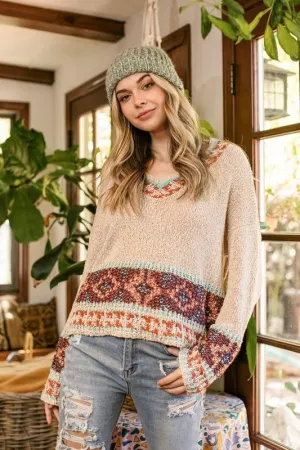 Western Cream Sweater
