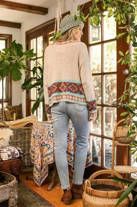 Western Cream Sweater