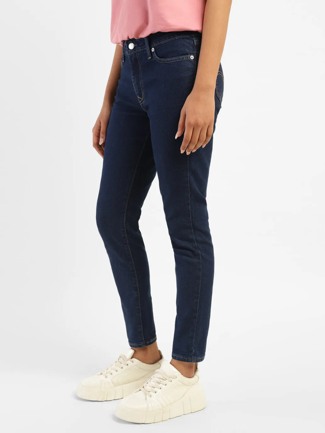 Women's 711 Navy Blue Skinny Fit Mid Rise Jeans