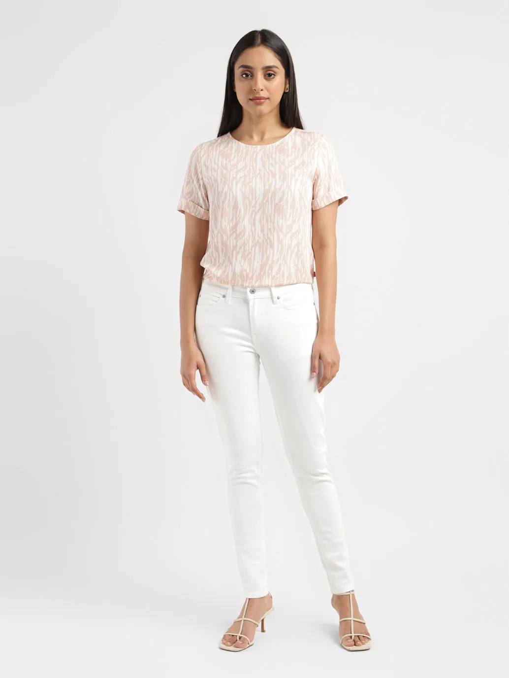 Women's 711 White Skinny Fit Mid Rise Jeans