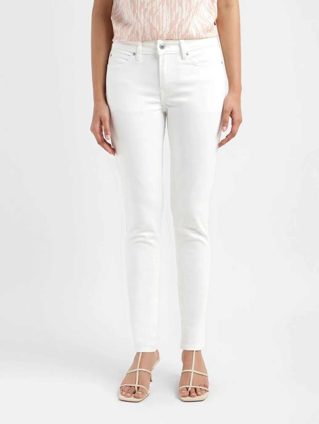 Women's 711 White Skinny Fit Mid Rise Jeans