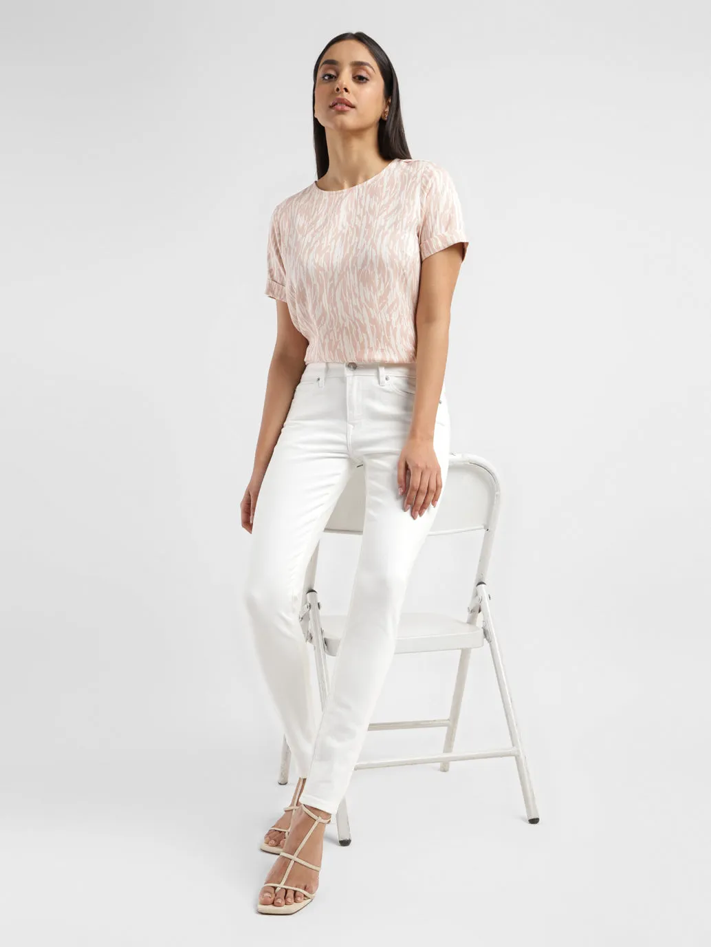 Women's 711 White Skinny Fit Mid Rise Jeans