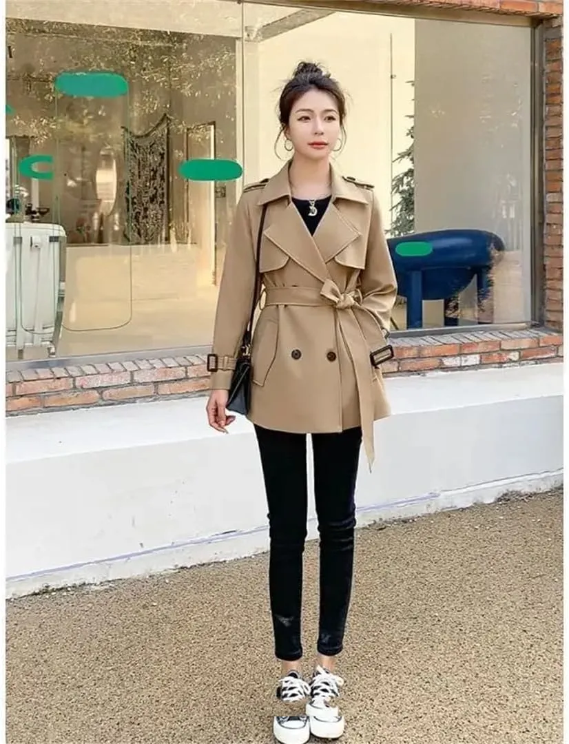 Women's Elegant Slimming Petite Trench Coat Stylish Coat