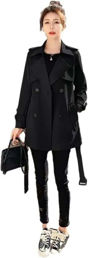 Women's Elegant Slimming Petite Trench Coat Stylish Coat