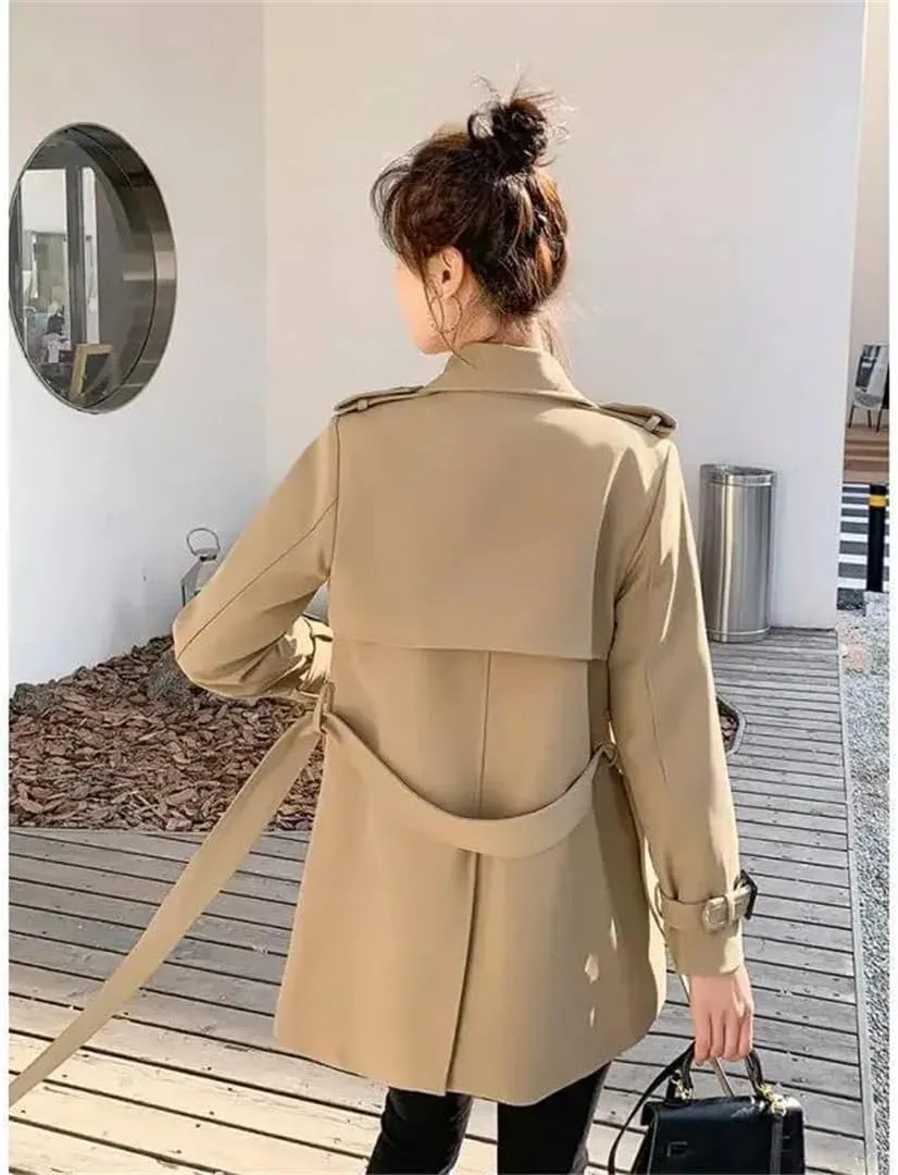 Women's Elegant Slimming Petite Trench Coat Stylish Coat