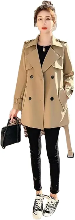 Women's Elegant Slimming Petite Trench Coat Stylish Coat