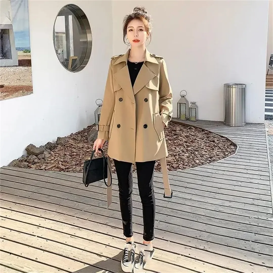 Women's Elegant Slimming Petite Trench Coat Stylish Coat