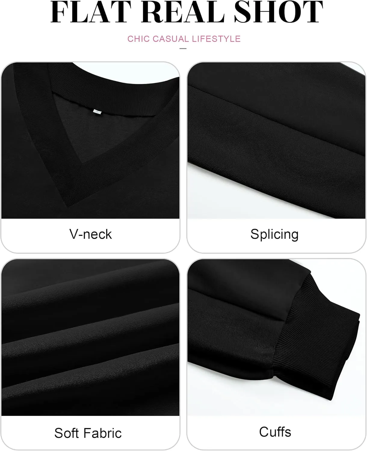 Womens Oversized Sweatshirt V Neck Loose Soft Long Sleeve Pullover Tops Fashion Hoodies Lightweight Clothes