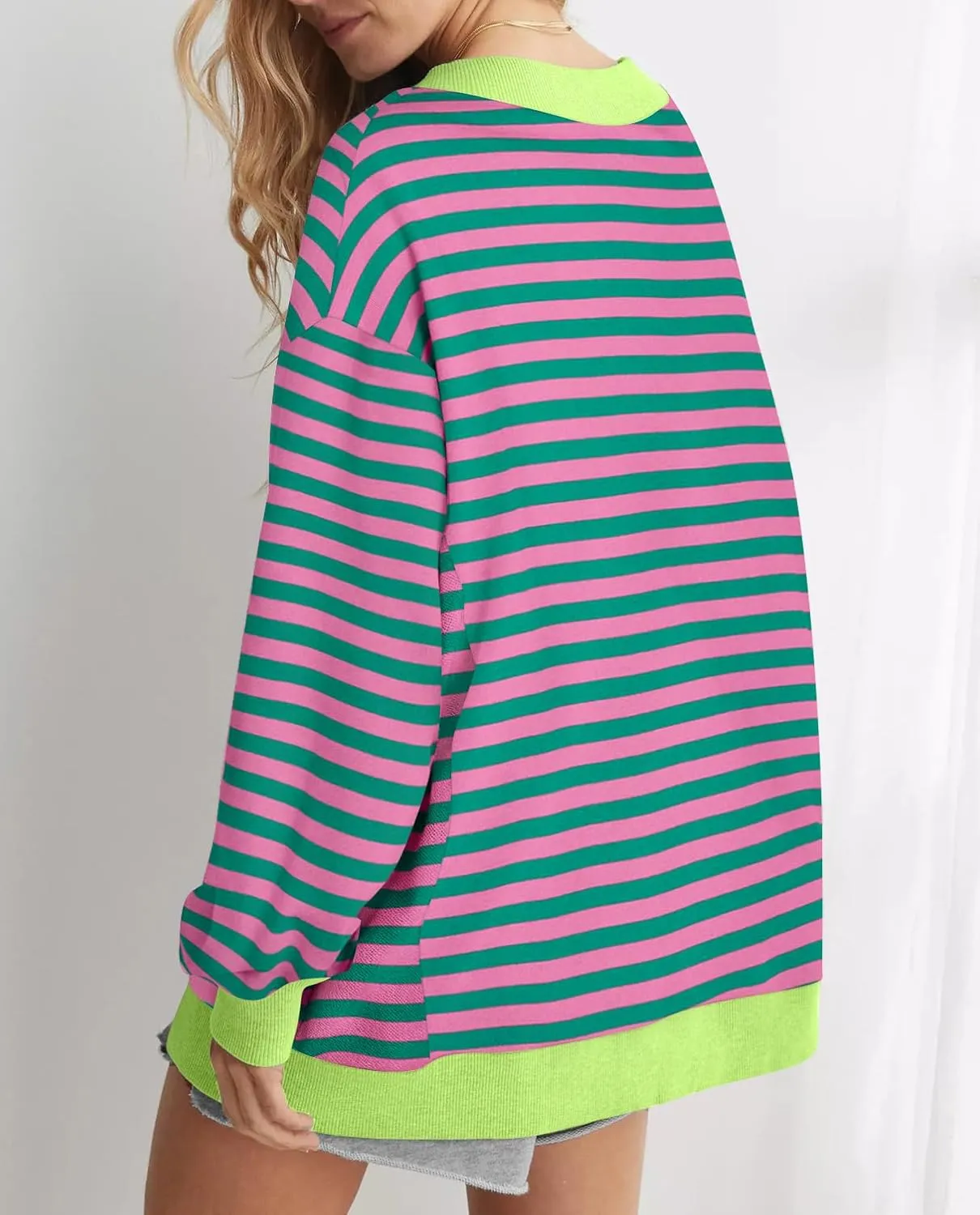 Womens Oversized Sweatshirt V Neck Loose Soft Long Sleeve Pullover Tops Fashion Hoodies Lightweight Clothes