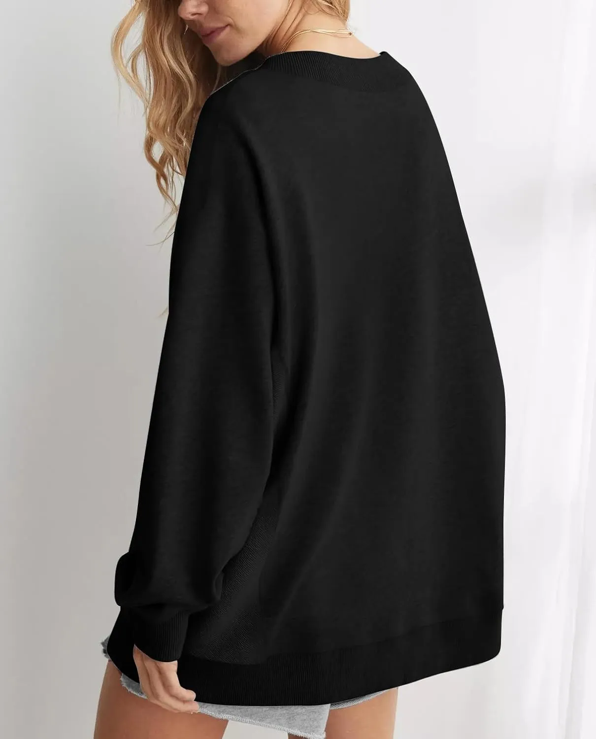 Womens Oversized Sweatshirt V Neck Loose Soft Long Sleeve Pullover Tops Fashion Hoodies Lightweight Clothes