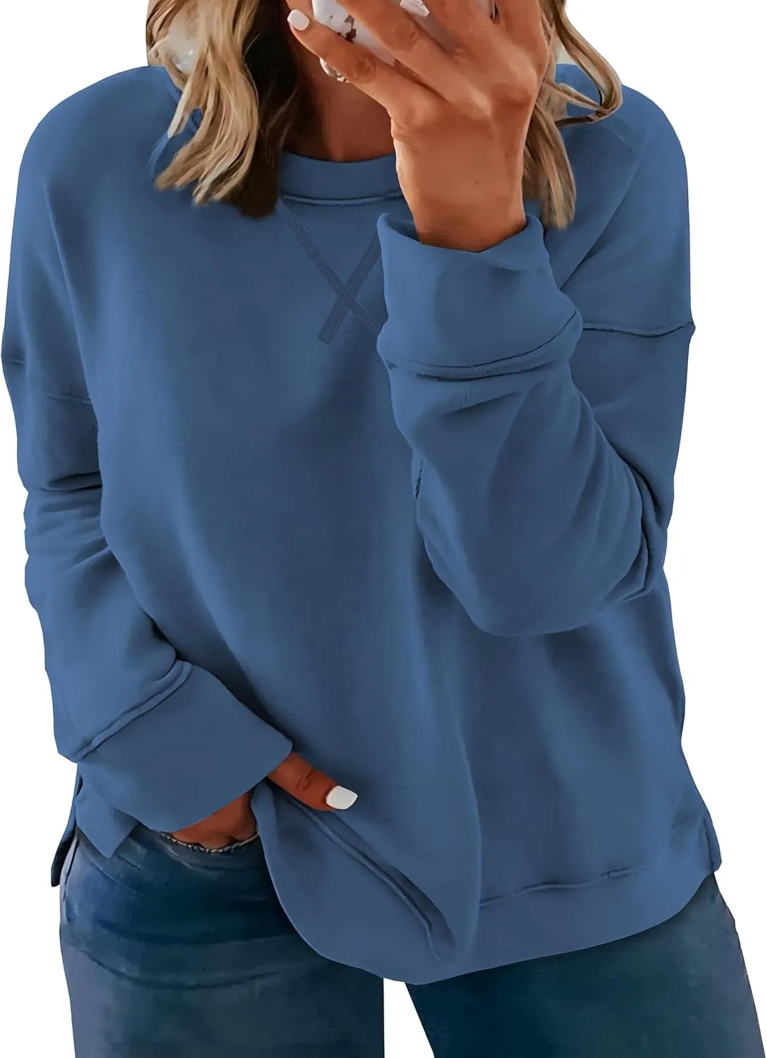 Women's Plus Size Casual Crew Neck Sweatshirt Loose Soft Long Sleeve Pullover Tops XL-5XL
