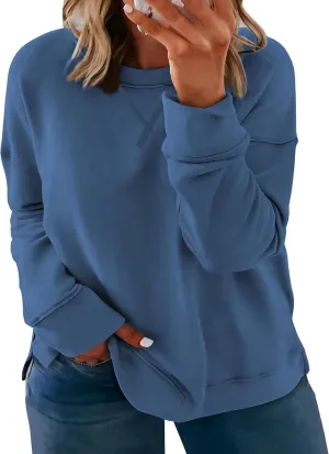 Women's Plus Size Casual Crew Neck Sweatshirt Loose Soft Long Sleeve Pullover Tops XL-5XL