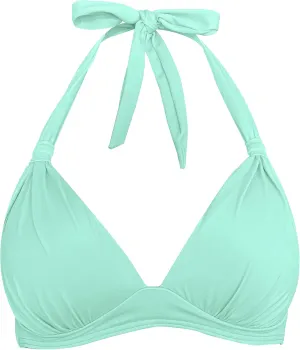 Women's Retro 50s Plaid Pattern Polka Dot Halter Molded Soft Pads Vintage Bikini Swimsuits Tops