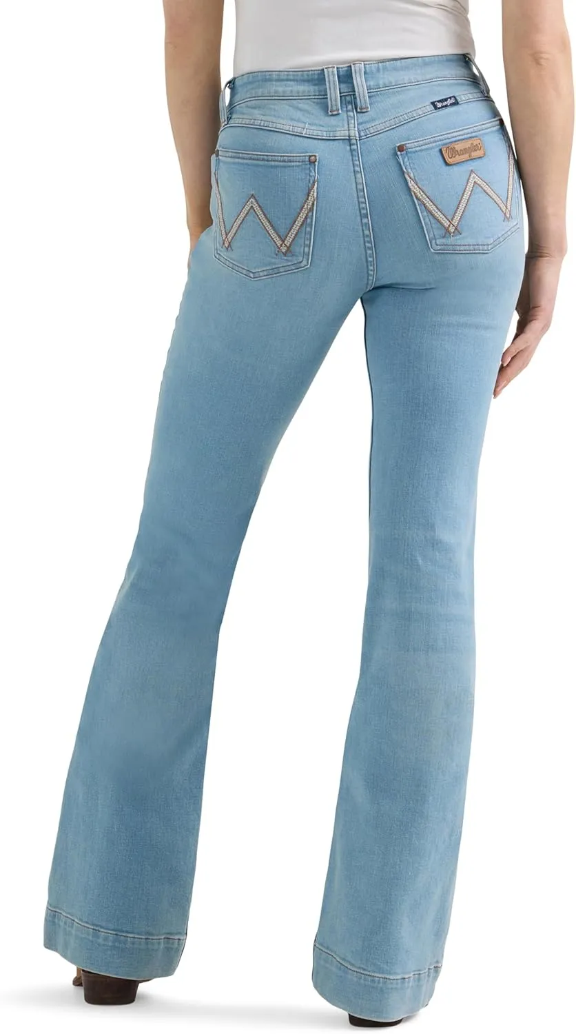 Wrangler Women's Retro Mae Mid Rise Wide Leg Trouser Jeans