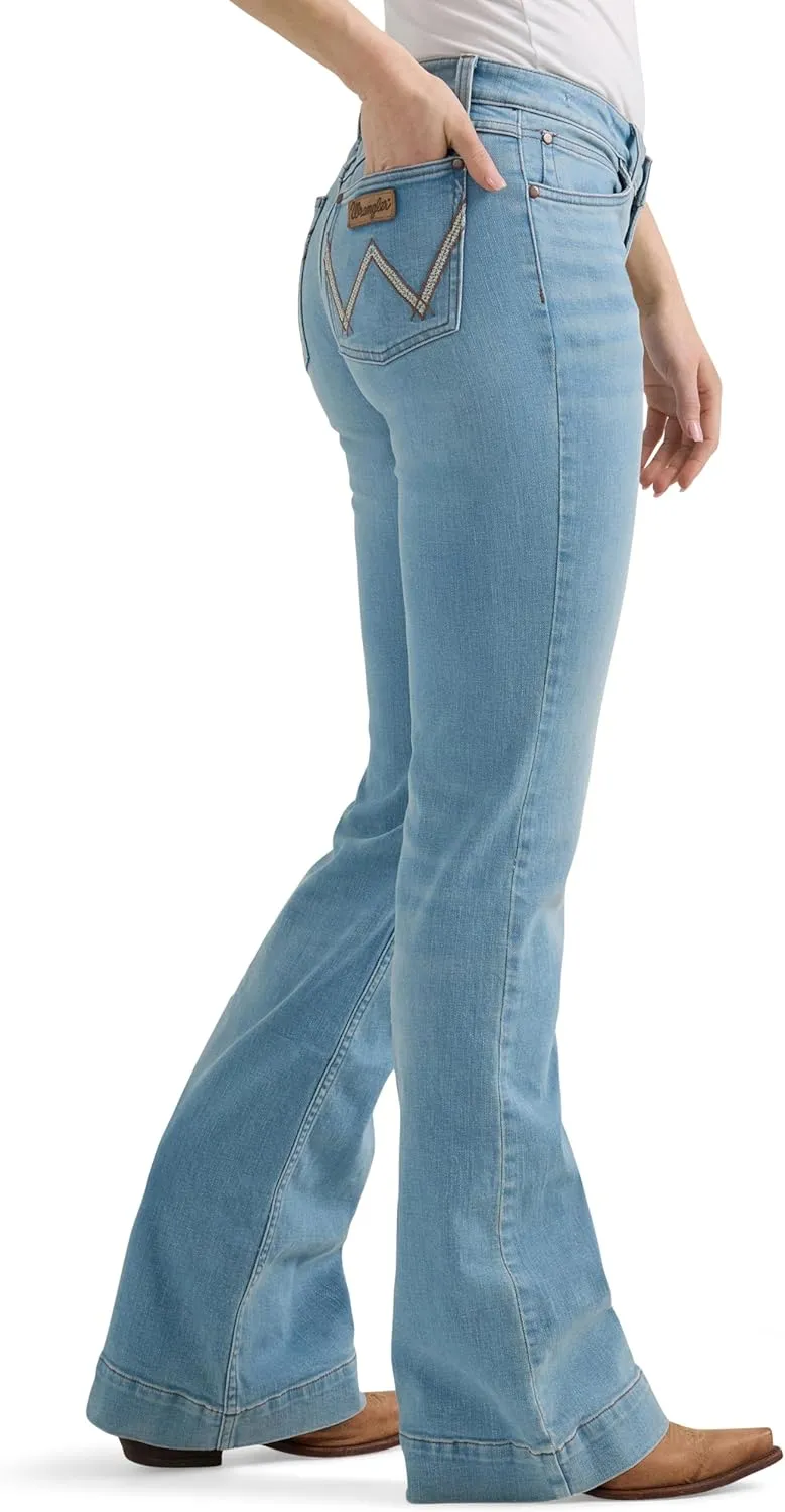 Wrangler Women's Retro Mae Mid Rise Wide Leg Trouser Jeans