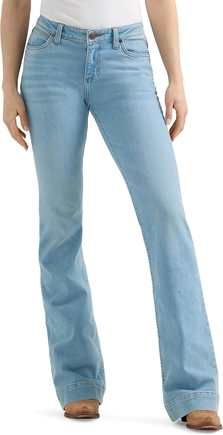 Wrangler Women's Retro Mae Mid Rise Wide Leg Trouser Jeans